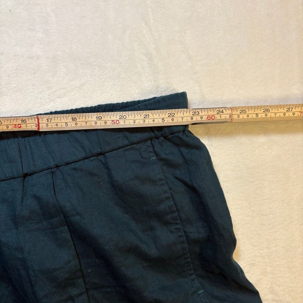 Eileen Fisher Organic Linen Pants Womens 3X Teal NWOT Pull On Cropped Wide Leg - Picture 4 of 9